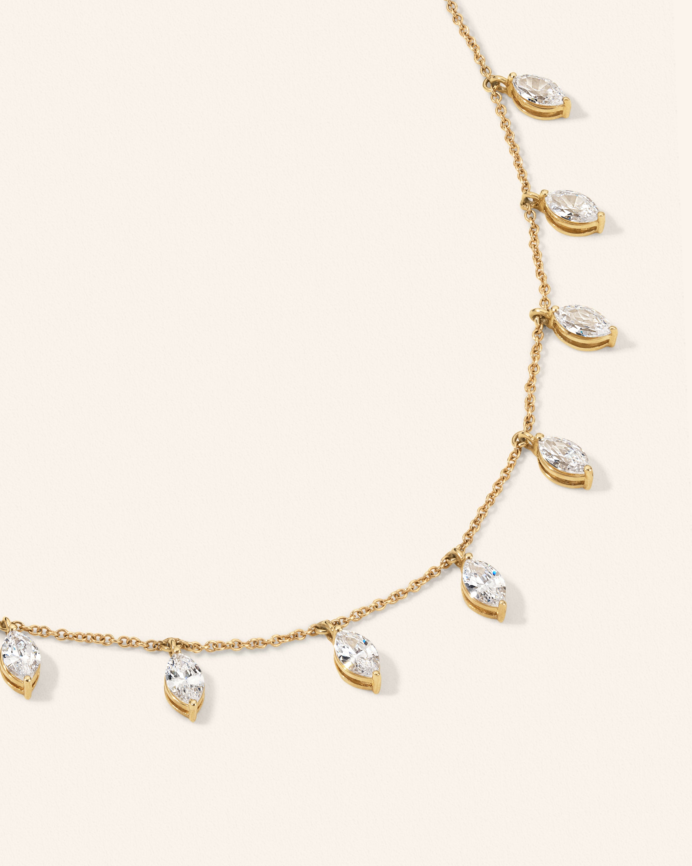 14K Yellow Gold 2 ct. tw. Diamond Marquise Station Necklace (18") – additional view