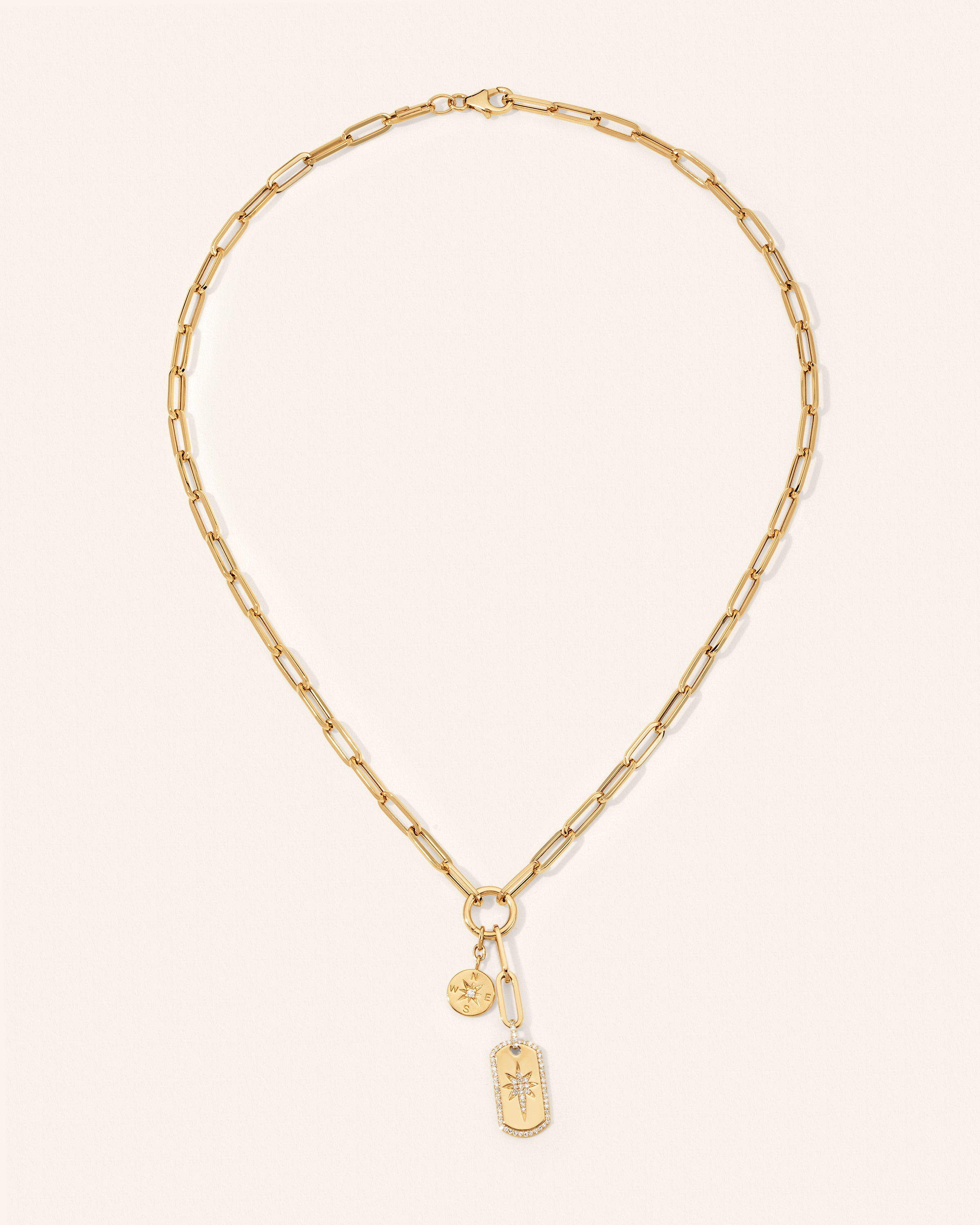 14K Yellow Gold 1/5 ct. tw. Diamond Paperclip Necklace (17") – product view