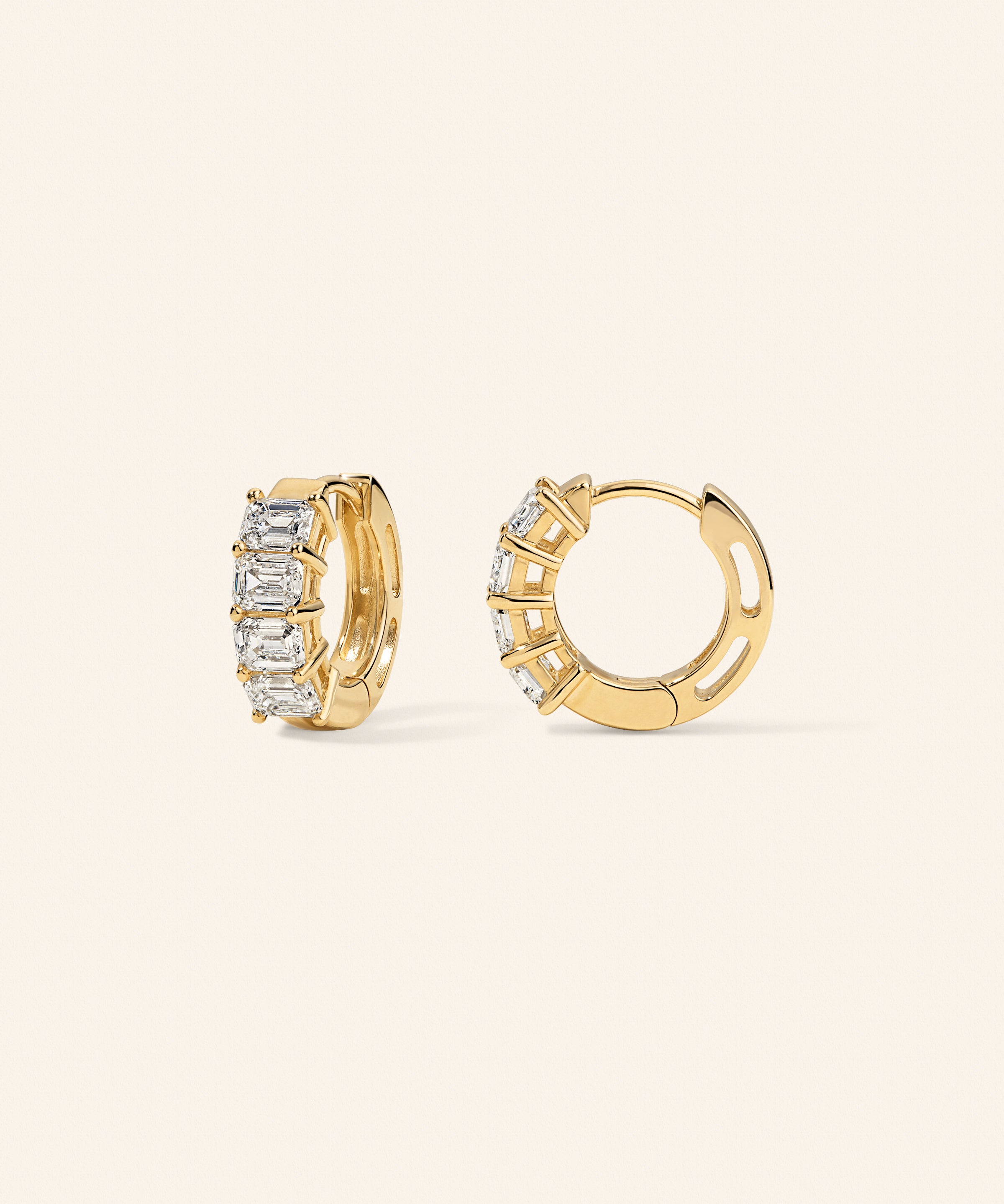Emerald Lab Diamond Huggies – product view