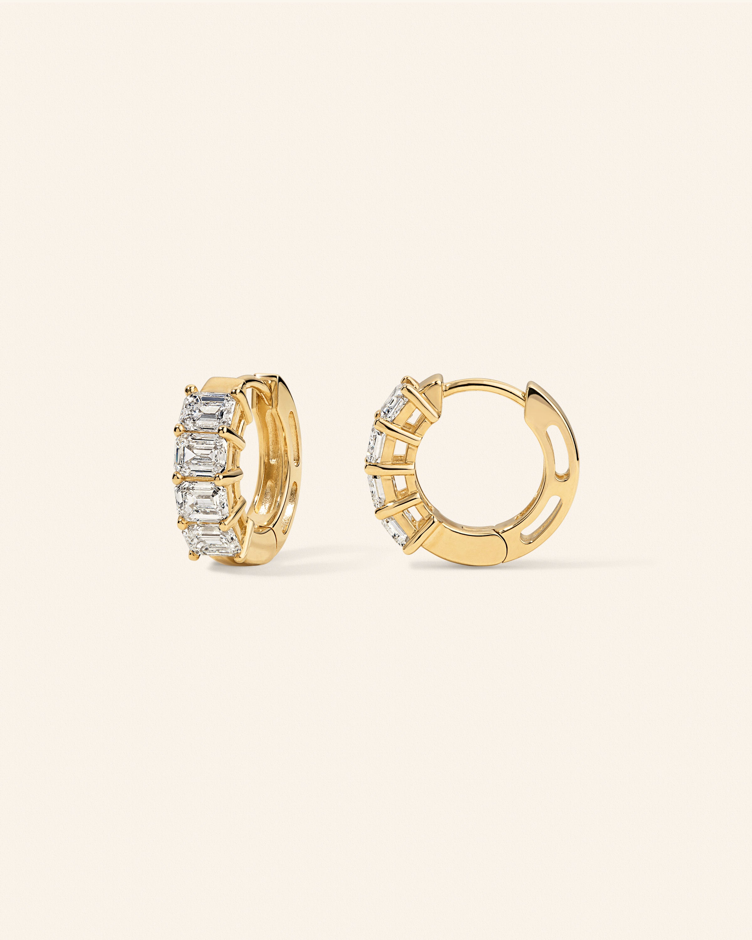 Emerald Lab Diamond Huggies – product view