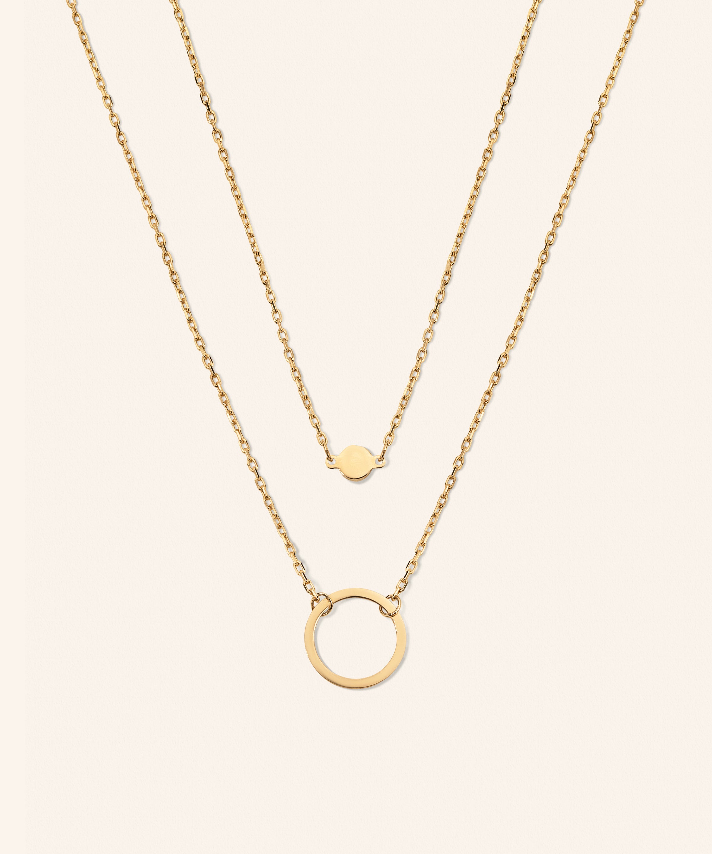 14K Yellow Gold Multi Strand Circle Necklace (17") – additional view