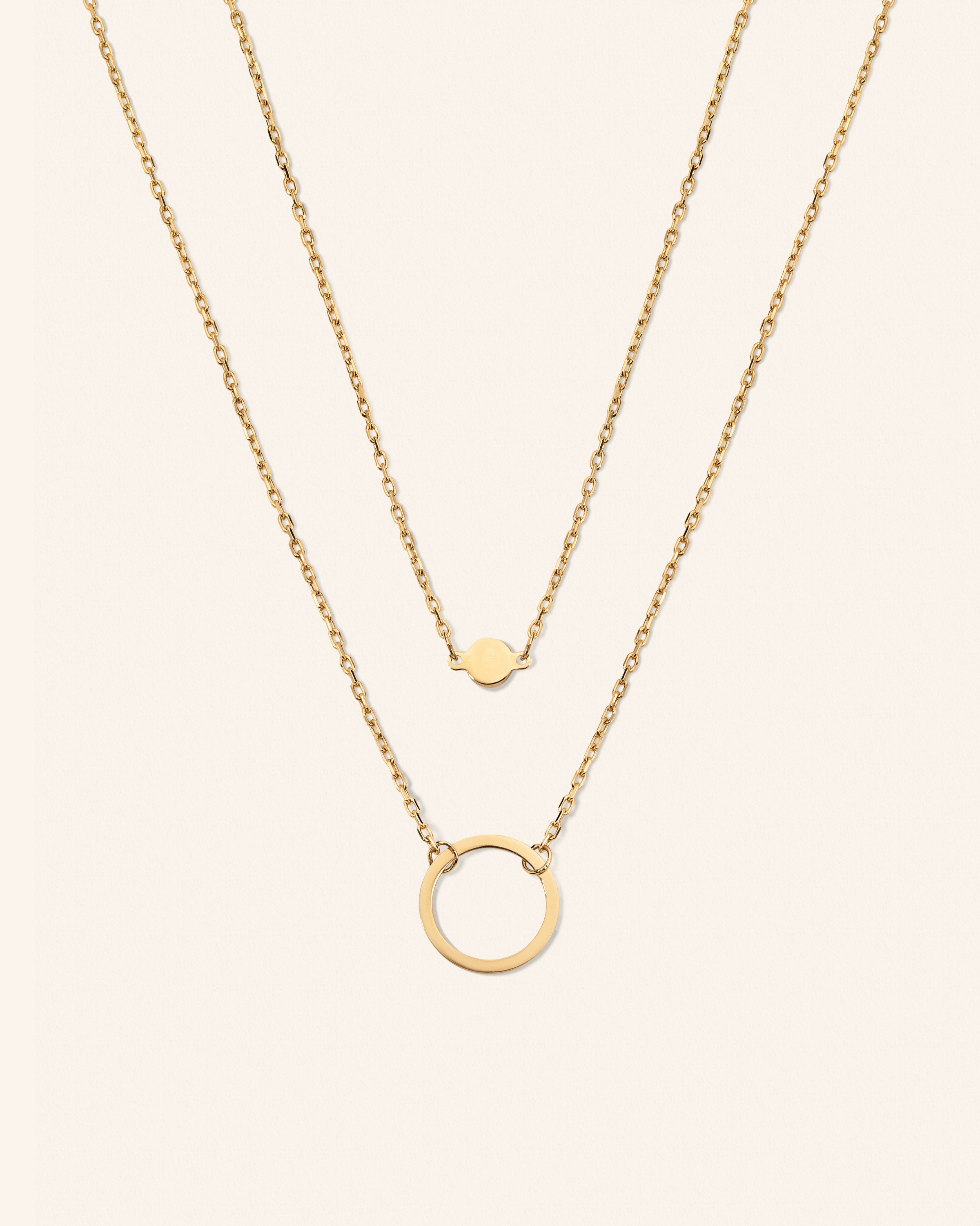 14K Yellow Gold Multi Strand Circle Necklace (17") – additional view