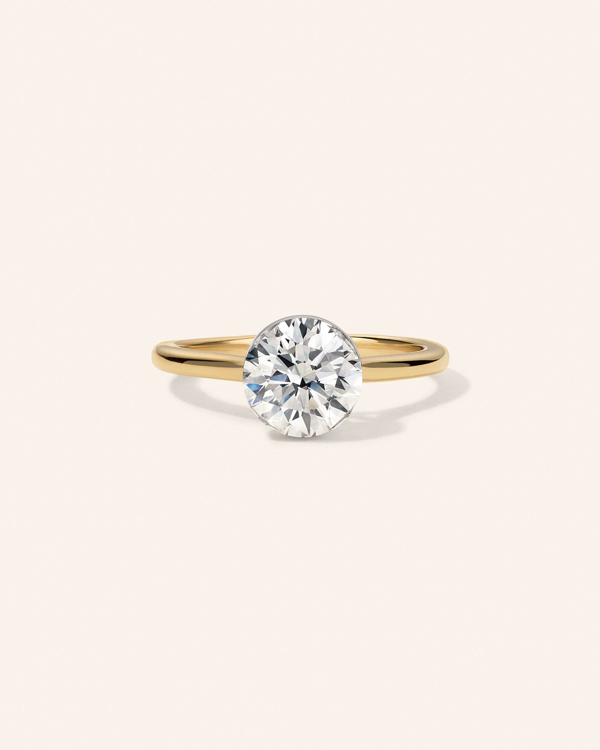 14K Yellow Gold 2 CT Round Invisible Set Engagement Ring