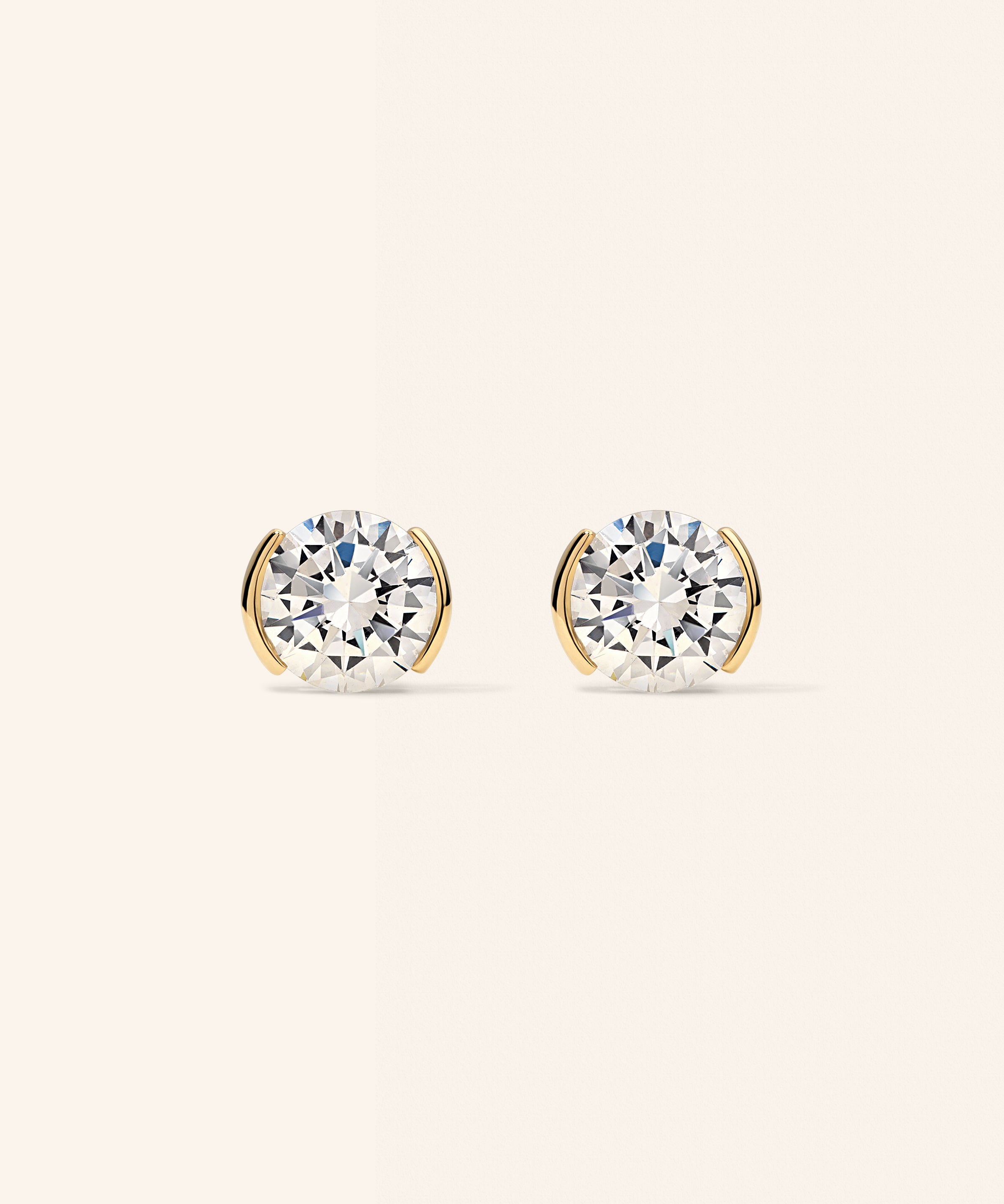 Half Bezel Round Lab Diamond Studs – product view