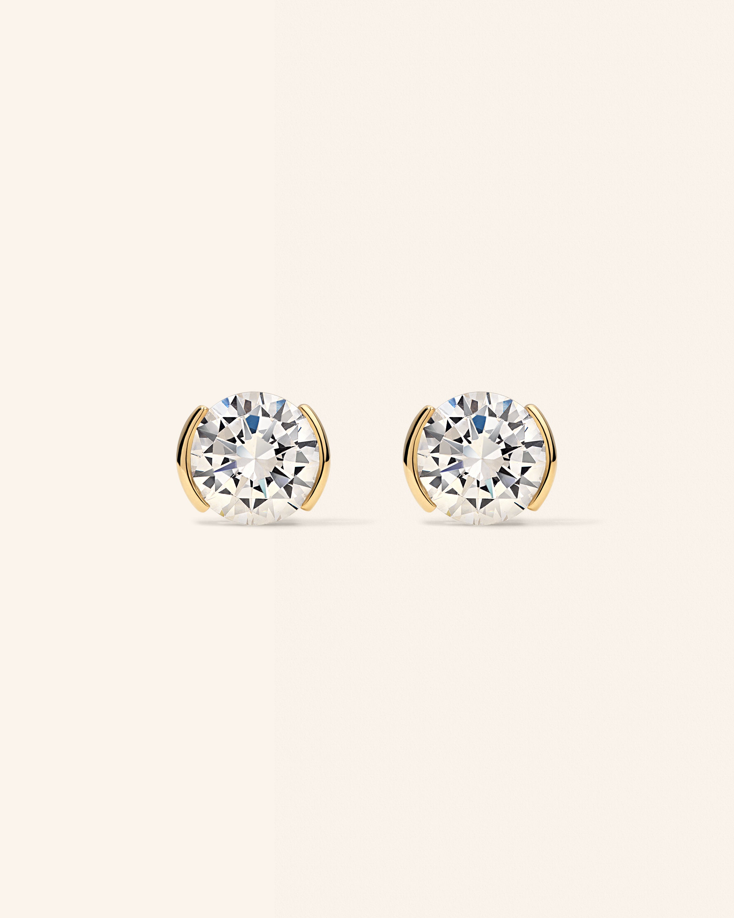 Half Bezel Round Lab Diamond Studs – product view
