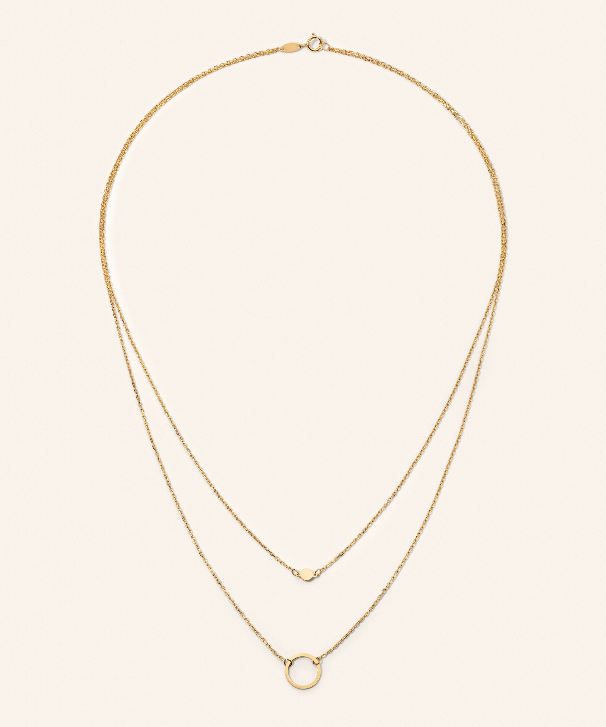 14K Yellow Gold Multi Strand Circle Necklace (17") – product view