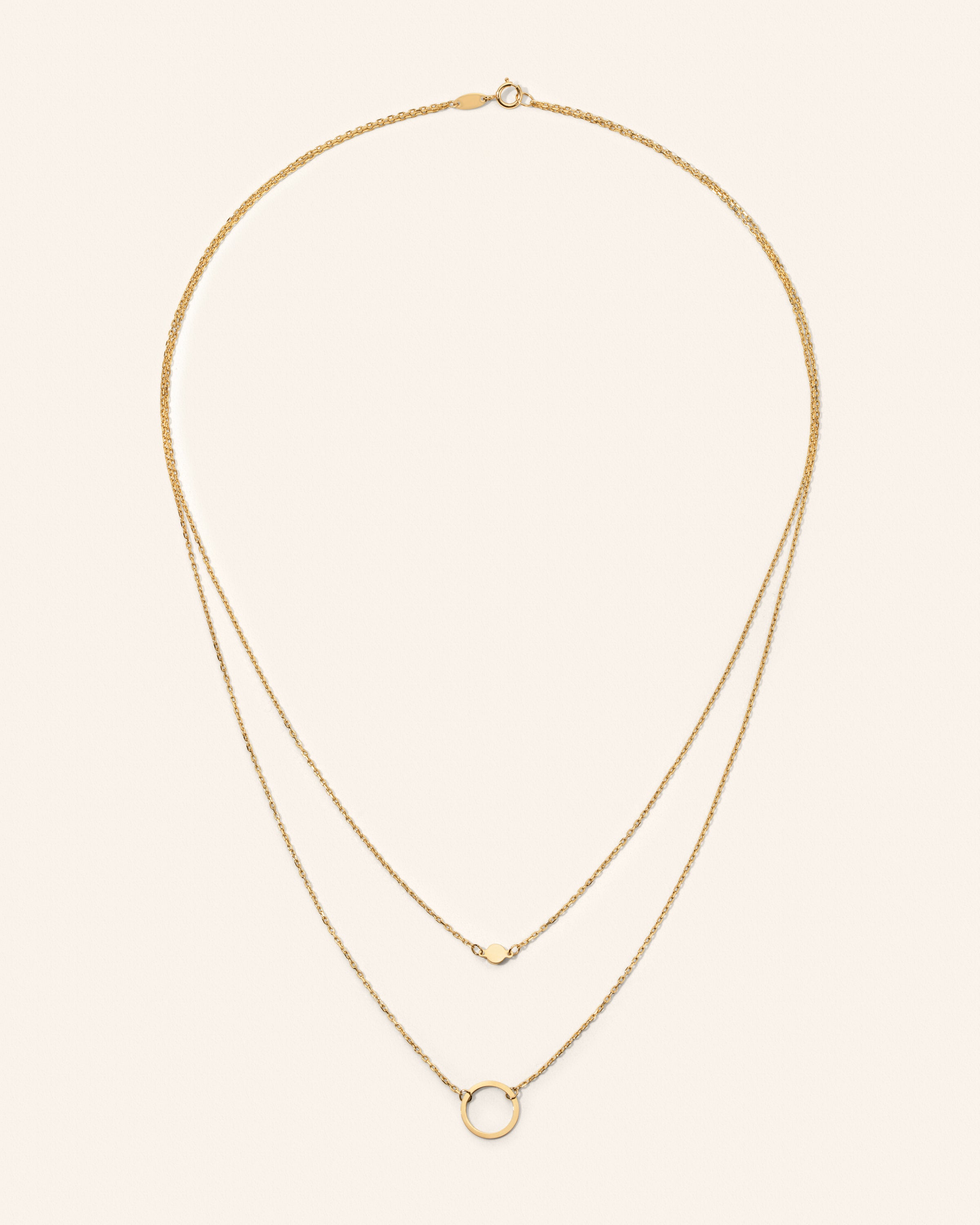 14K Yellow Gold Multi Strand Circle Necklace (17") – product view