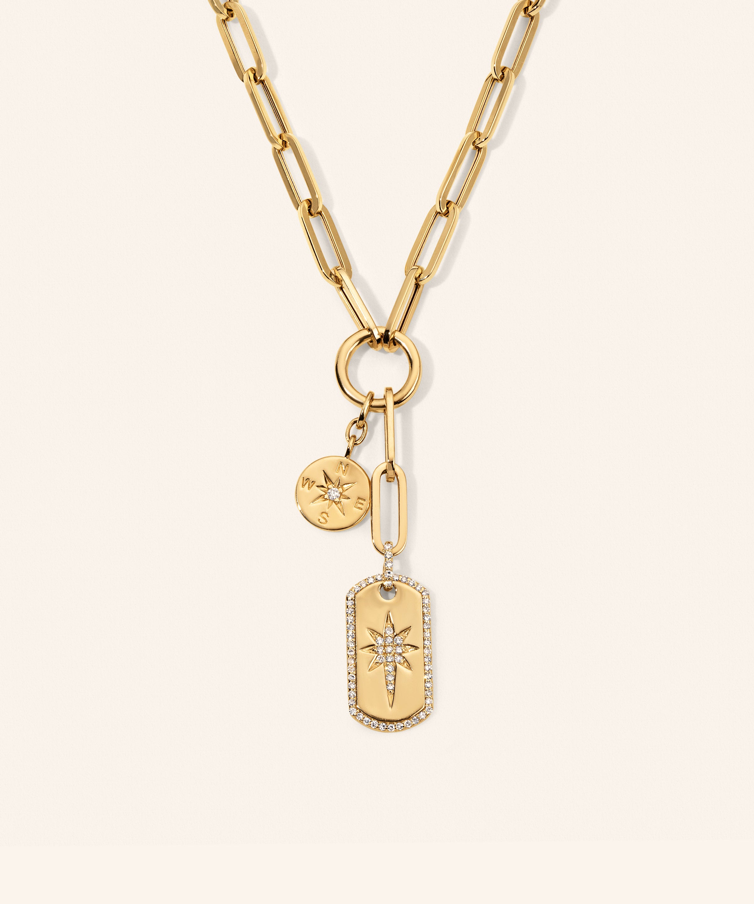 14K Yellow Gold 1/5 ct. tw. Diamond Paperclip Necklace (17") – additional view