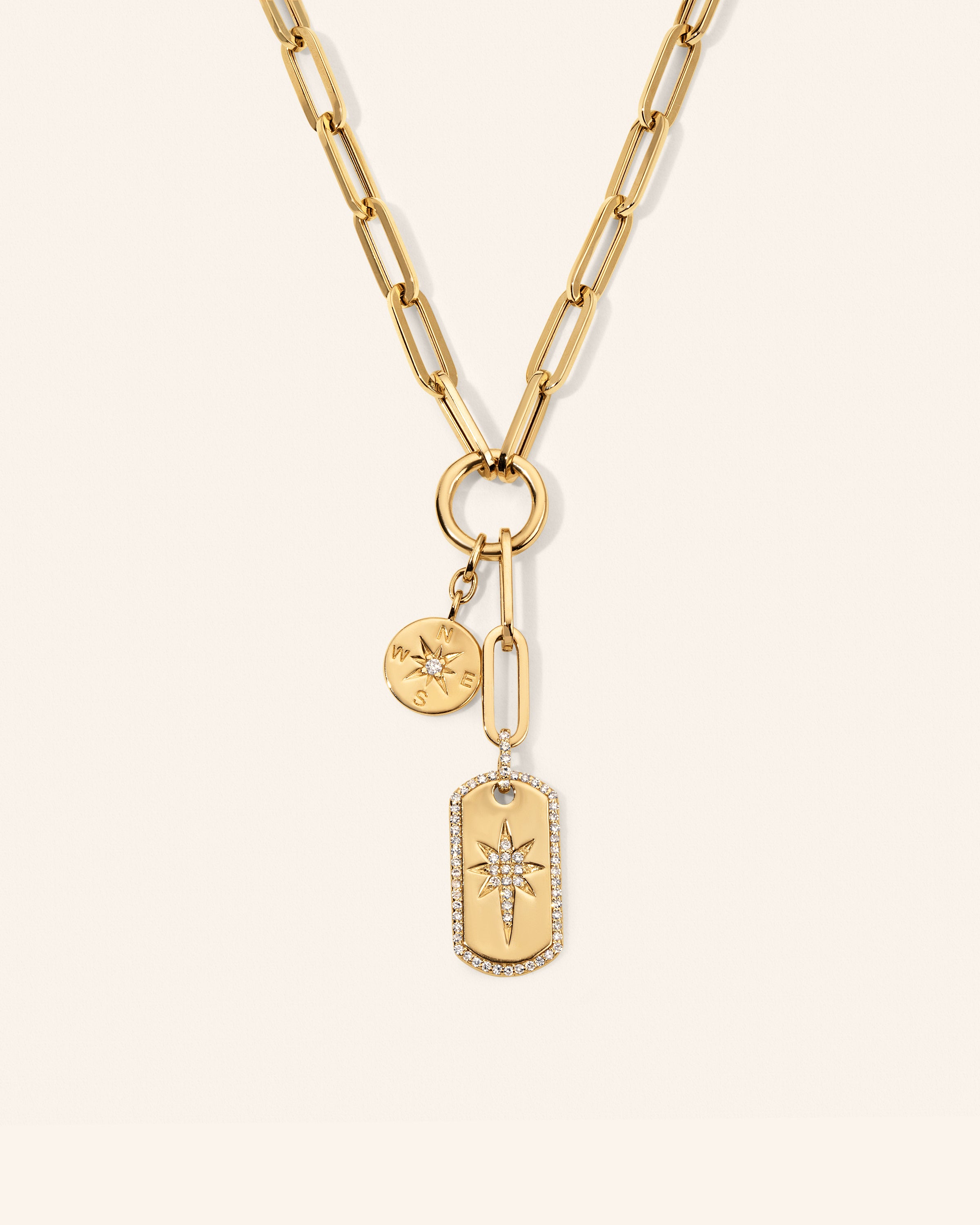 14K Yellow Gold 1/5 ct. tw. Diamond Paperclip Necklace (17") – additional view